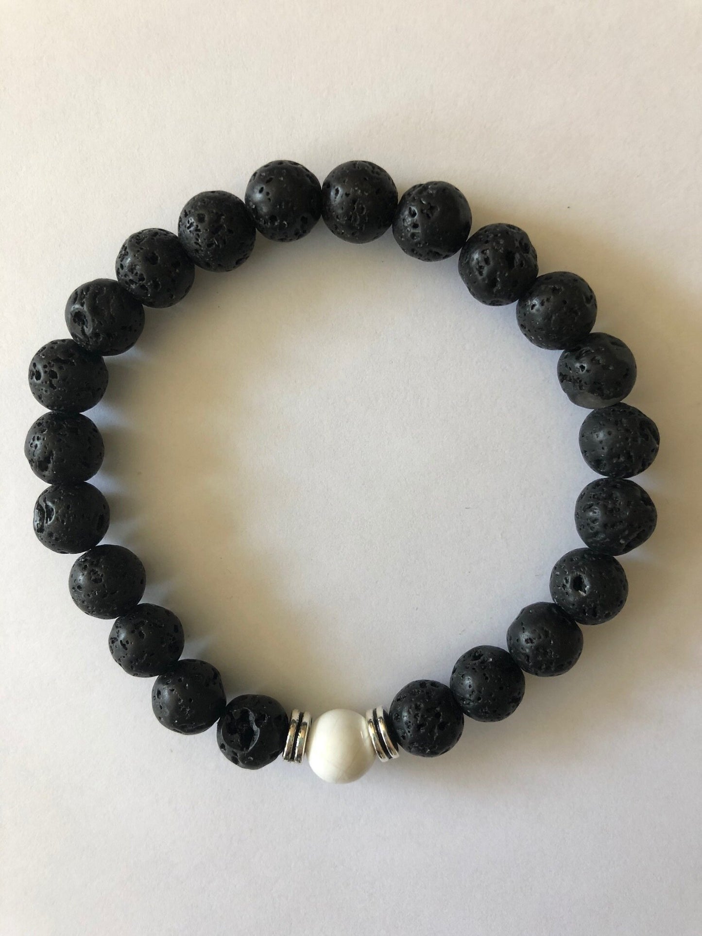 White Healing Lava Bead Aromatherapy Bracelet