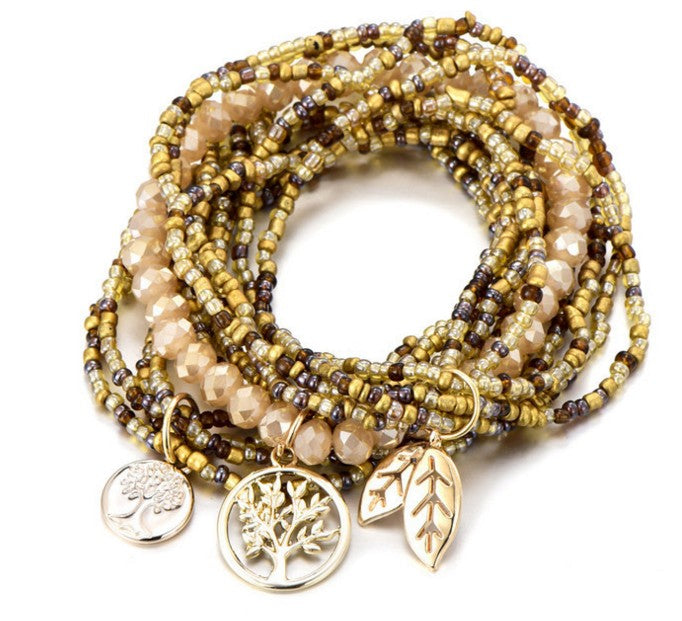 Golden Boho Beaded Bracelet Stack