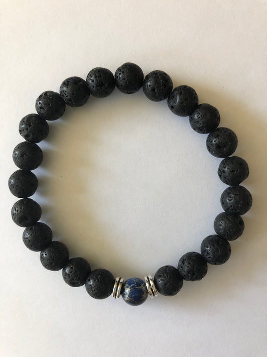 Dark Blue Serenity Lava Bead Aromatherapy Bracelet
