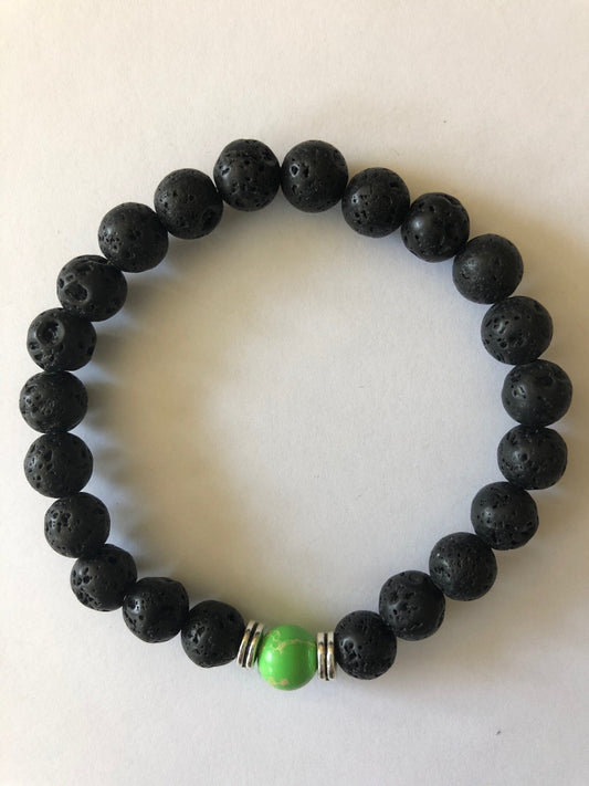 Green Compassion Lava Bead Aromatherapy Bracelet