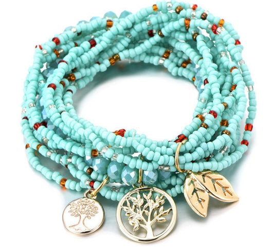 Turquoise Boho Beaded Bracelet Stack